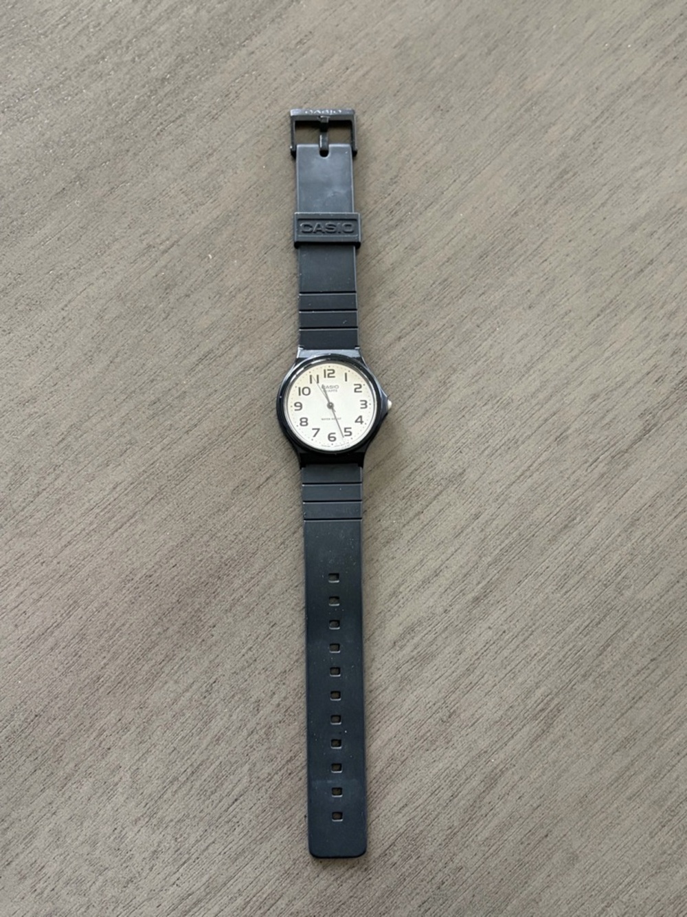 Casio Black Resin Watch with Ivory Dial with battery pack
